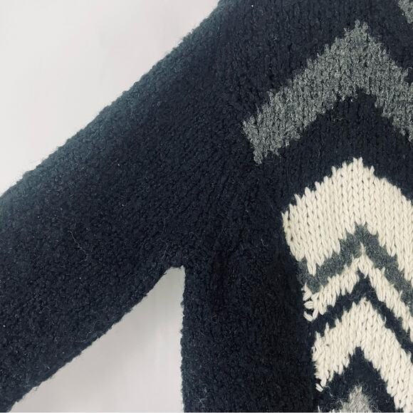 🍒Velvet Jubilee Chevron Knit‎ Sweater Wool Blend Black Nordic Pattern Ski Small - Picture 6 of 11